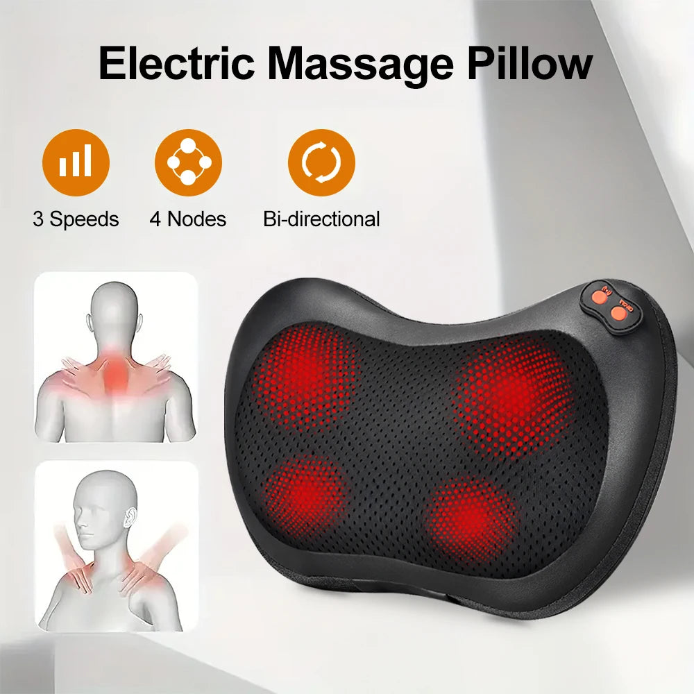 Neck Massage Pillow Electric Cervical Massager Waist Back Shoulder Shiatsu Deep Tissue Kneaded Multifunctional Massage Pillow