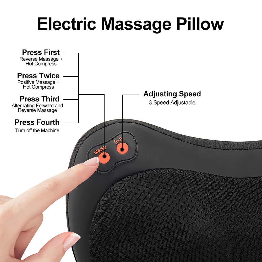 Neck Massage Pillow Electric Cervical Massager Waist Back Shoulder Shiatsu Deep Tissue Kneaded Multifunctional Massage Pillow