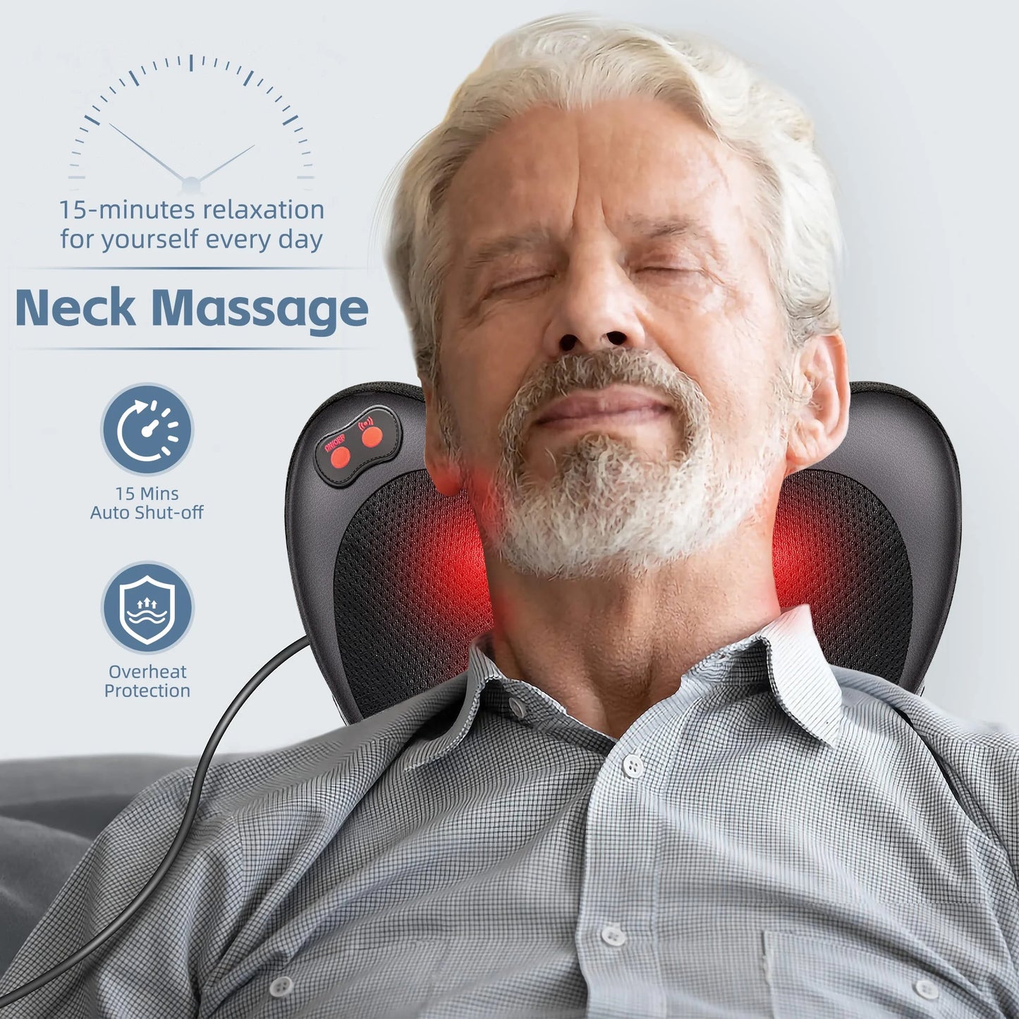Shiatsu Back Massager with Heat,Deep Tissue Kneading,Electric Back Massage Pillow Neck Massager, Great Gifts for Mother'S Day and Father'S Day