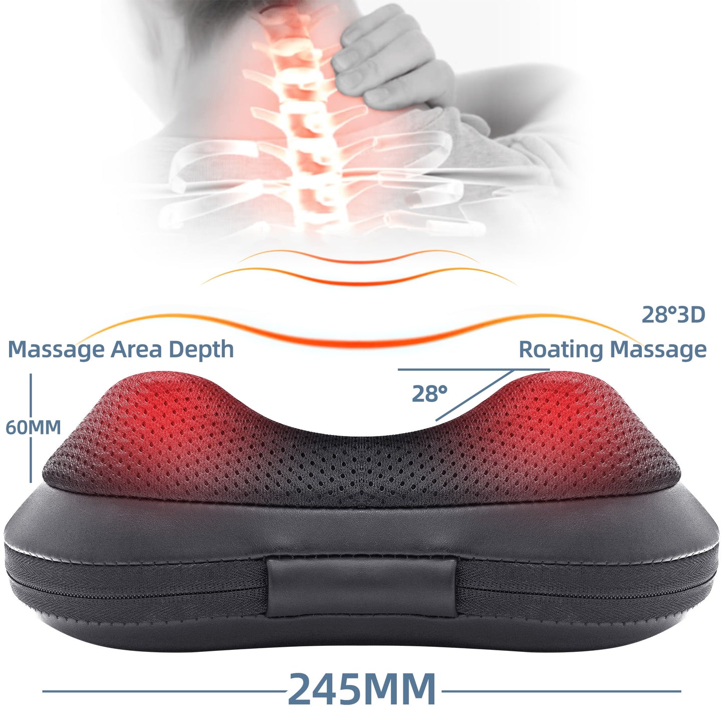 Shiatsu Back Massager with Heat,Deep Tissue Kneading,Electric Back Massage Pillow Neck Massager, Great Gifts for Mother'S Day and Father'S Day